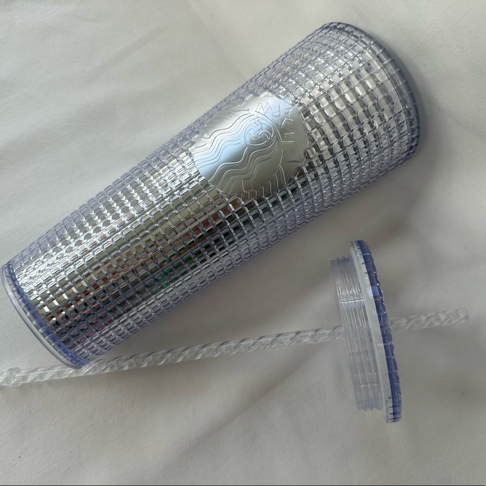 Starbucks‎ Holiday Silver Grid Tumbler 24oz Venti Cold Cup New Without Tags - Picture 5 of 5